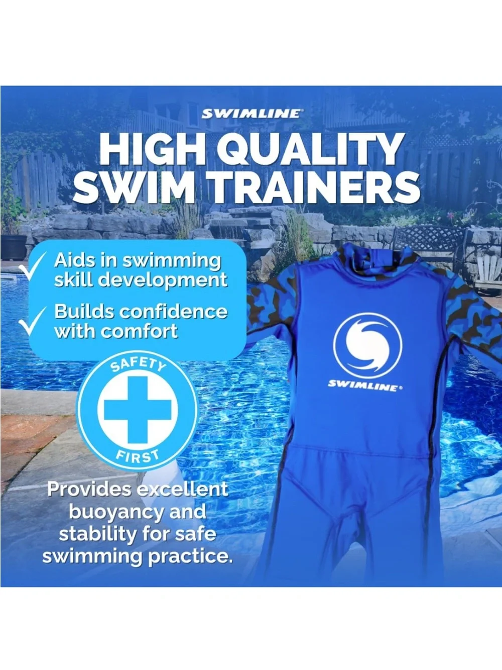 SWIMLINE Floating Swimsuit Swim Trainer for Kids Boys Size Small 20-30lbs NWT